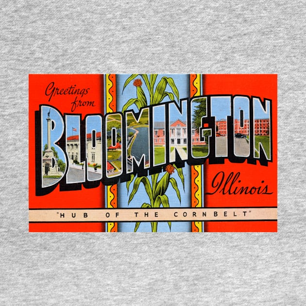 Greetings from Bloomington, Illinois - Vintage Large Letter Postcard by Naves